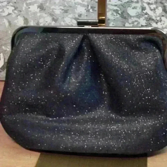 Black Sparkly Evening Clutch / Bag With Silver Hardware - Picture 2 of 6